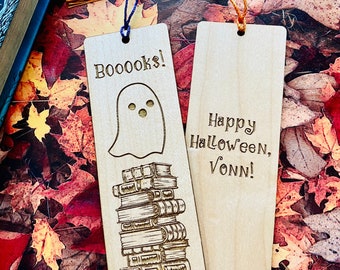 Halloween Bookmark, Custom Wooden Bookmark, Ghost Bookmark, Gift for Book Lover, Thriller Lover, Happy Halloween, Boo