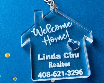 Welcome Home Keychain, Home Sweet Home Keychain, Custom House Shaped Keychain for New Home Owner, Perfect as Housewarming Gift, Realtor Gift