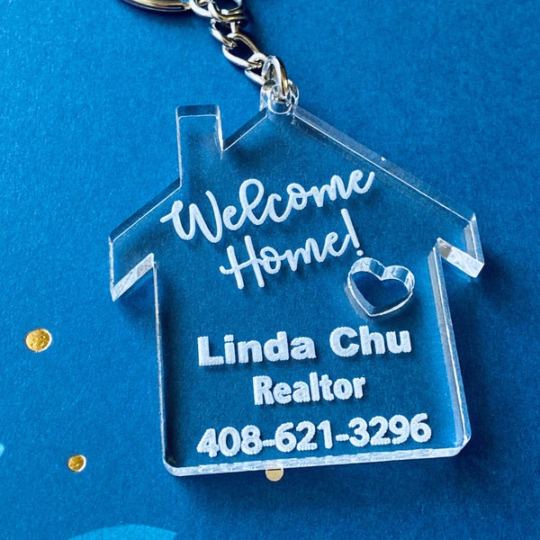 Welcome Home Keychain, Home Sweet Home Keychain, Custom House Shaped Keychain for New Home Owner, Perfect as Housewarming Gift, Realtor Gift