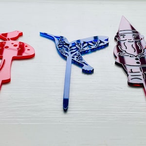 Fairy Garden Decor, Garden Stakes, Garden Gnome Stick, Hummingbird Attractors, Colorful Acrylic Decor for Flower Pot, Succulent Planter