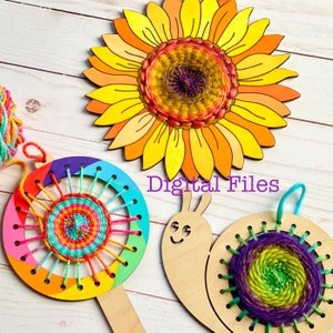 Weaving Kits SVG file bundle, Circular Weaving Frame Laser Cut File, Weaving Loom Glowforge File, Great for Kids Craft or Craft Party