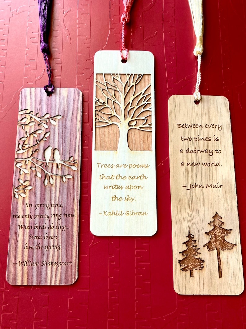 Wood Bookmarks Custom Literary Quote Bookmarks Choose From Etsy