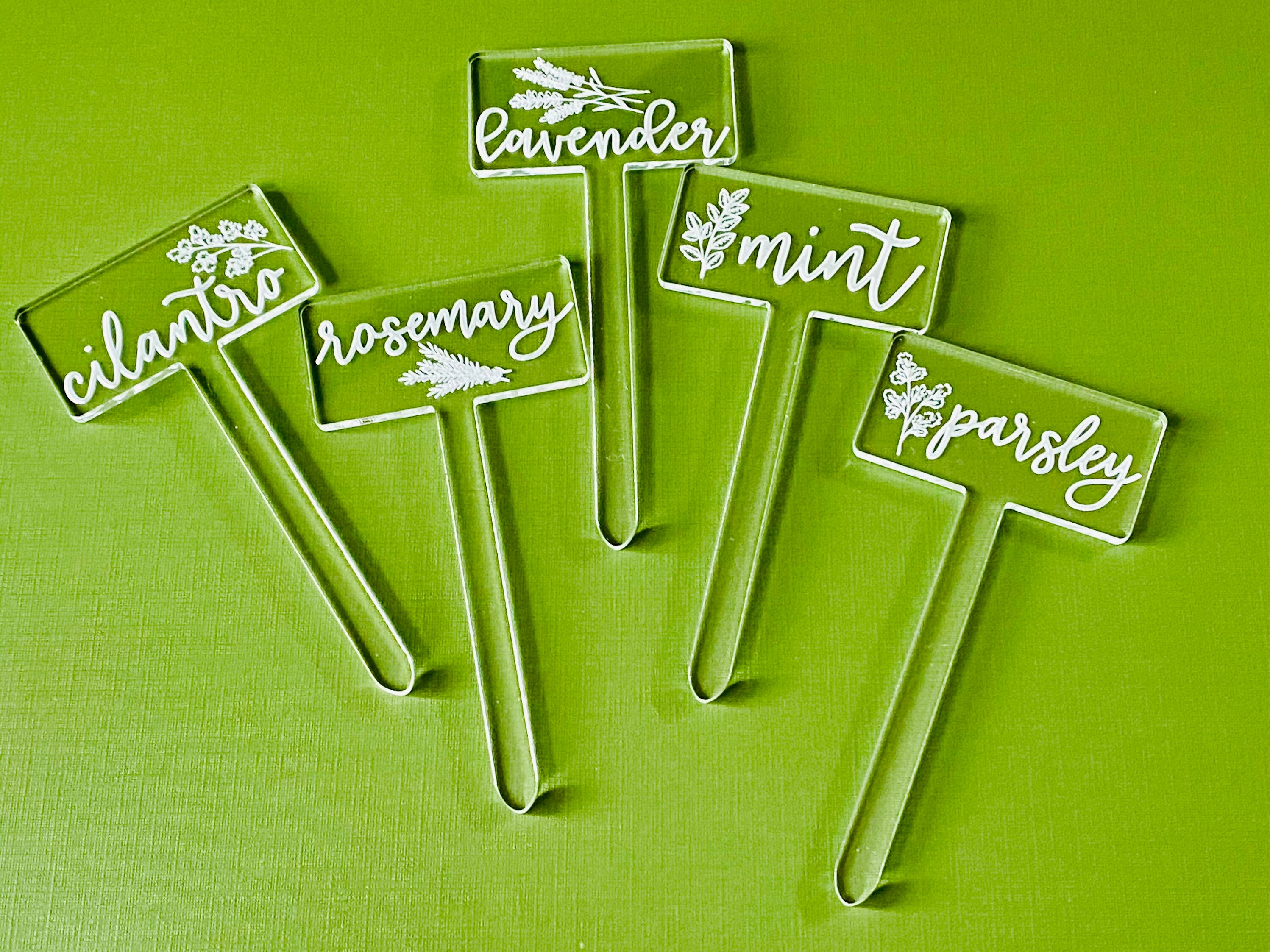 Acrylic Herb Garden Tags Kitchen Herb Signs Small Herb Etsy