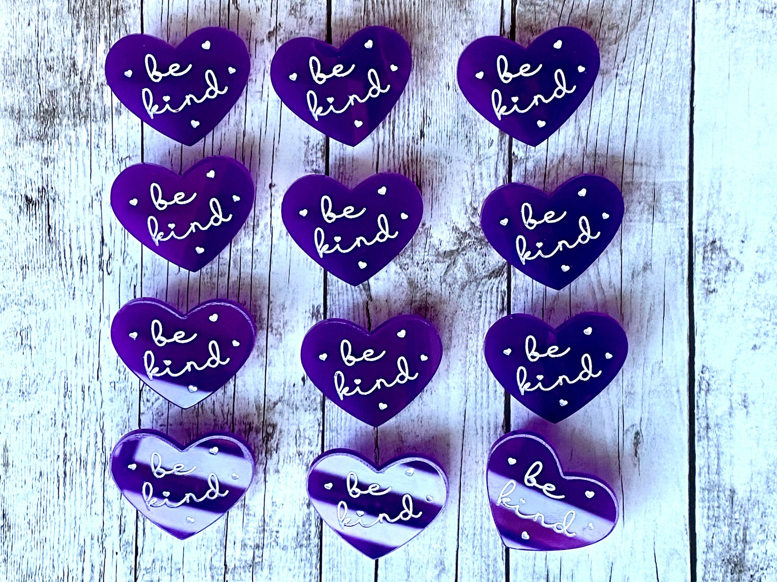 Be Kind Pins Purple Heart Acrylic Brooch Rainbow and Cloud Etsy