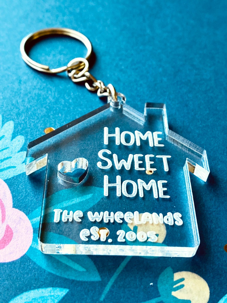 Home Keychain Home Sweet Home Keychain Custom House Etsy