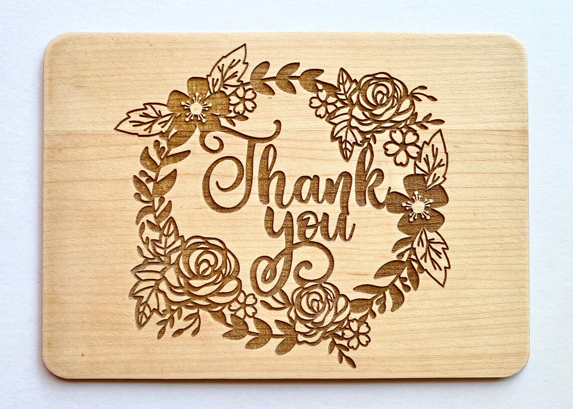 Custom Wooden Thank you Card Choose Your Own Designs with | Etsy