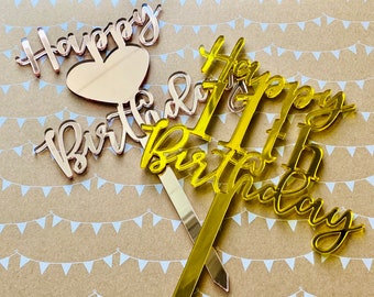 Custom Cake Topper, Happy Birthday Gift, Mother's Day Rose Gold Acrylic and Golden Cake Toppers, Look Wonderful on Your Cake and Photos