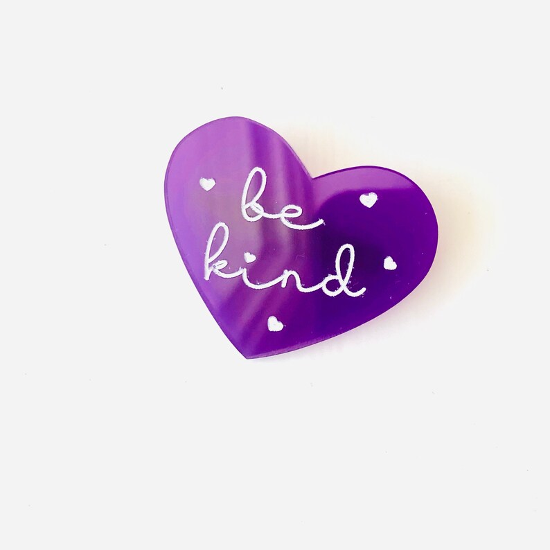 Be Kind Pins Purple Heart Acrylic Brooch Rainbow and Cloud Etsy