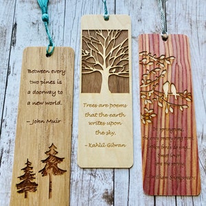 Wood Bookmarks | Custom Literary Quote Bookmarks | Choose from 3 beautiful styles, personalized message on the reverse option available