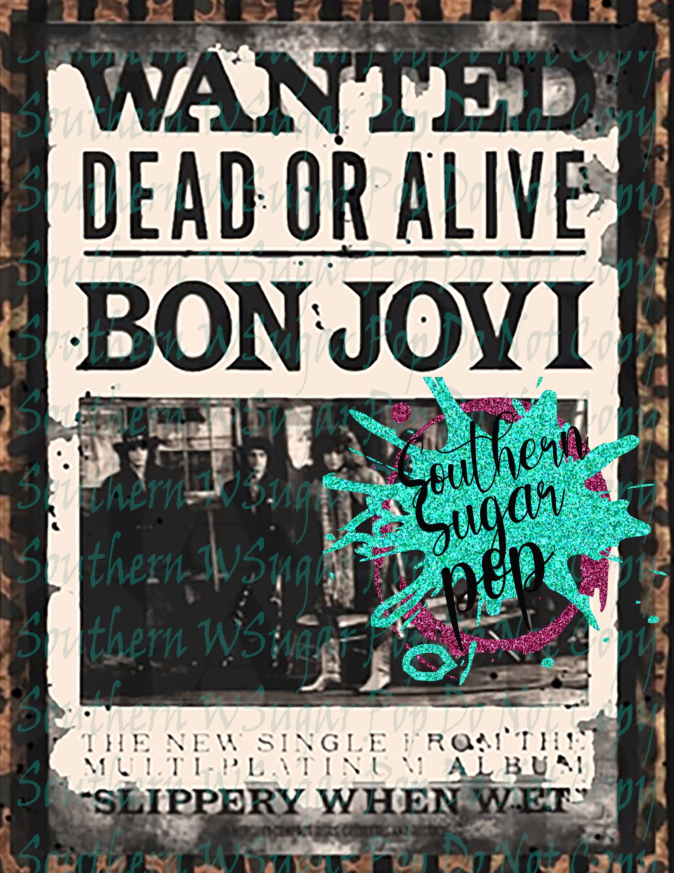 Png-bon Jovi Wanted Dead or Alive Leopard Retro Poster Fan Art - Etsy ...