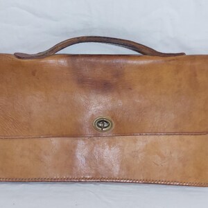 Clutch/Handbag Light Yellow, Light Brown - Leather, Bronze