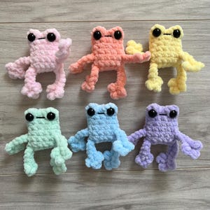 Mini Pastel Baby Leggy Frog Crochet Plushie, Frog, Handmade Plush, Crochet, Amigurumi, Crochet Frog, Pastel, Birthday Gift, Amphibian