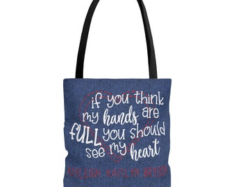 Mani e cuore Full Tote Bag Nomi personalizzati