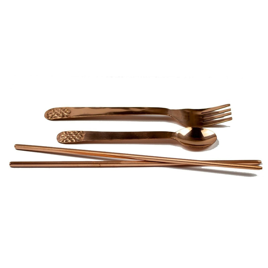 Copper Fork, Spoon, Chopstick Dinning Set, Healthy Dinner Tool Etsy