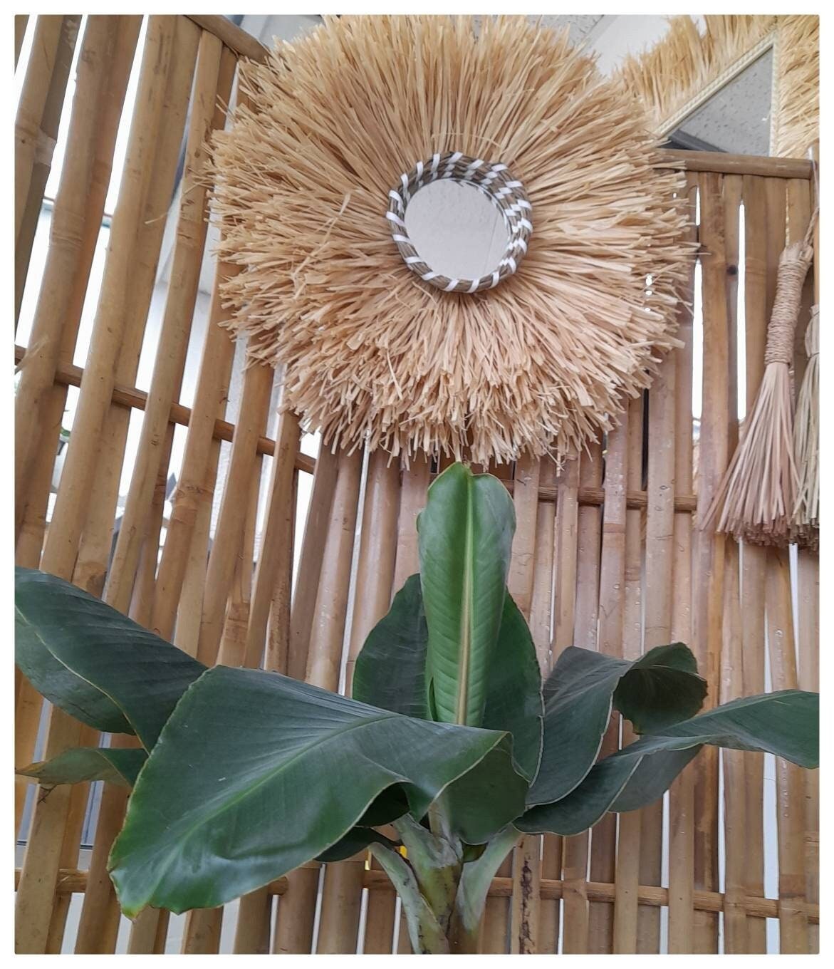 Miroir Raphia 45 cm Entre Sable et Neige