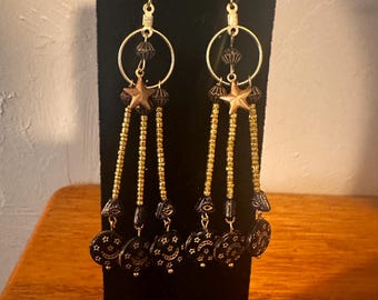 Pendientes de araña de cuentas de luna hechos a mano
