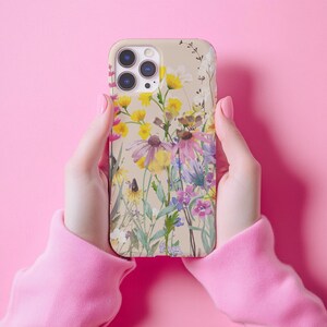 Custodia rigida per telefono floreale per gli amanti della natura, protezione durevole, regalo per lei, design primaverile, accessori alla moda, cover per telefono unica