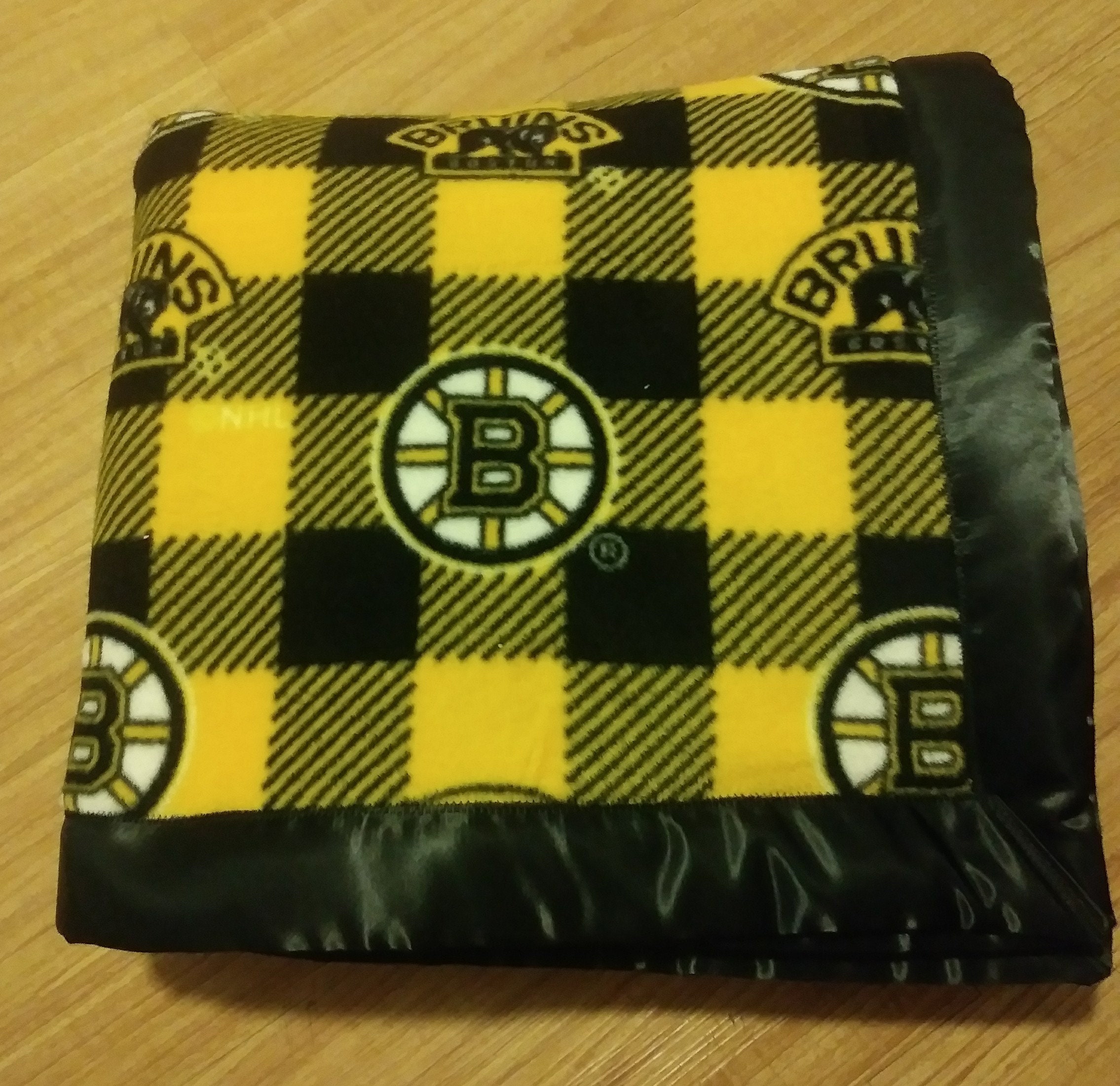 Boston Bruins Hockey Double Layer Plush Fleece Blanket with Etsy