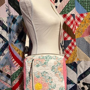 Large Vintage Quilt Crossbody Bag