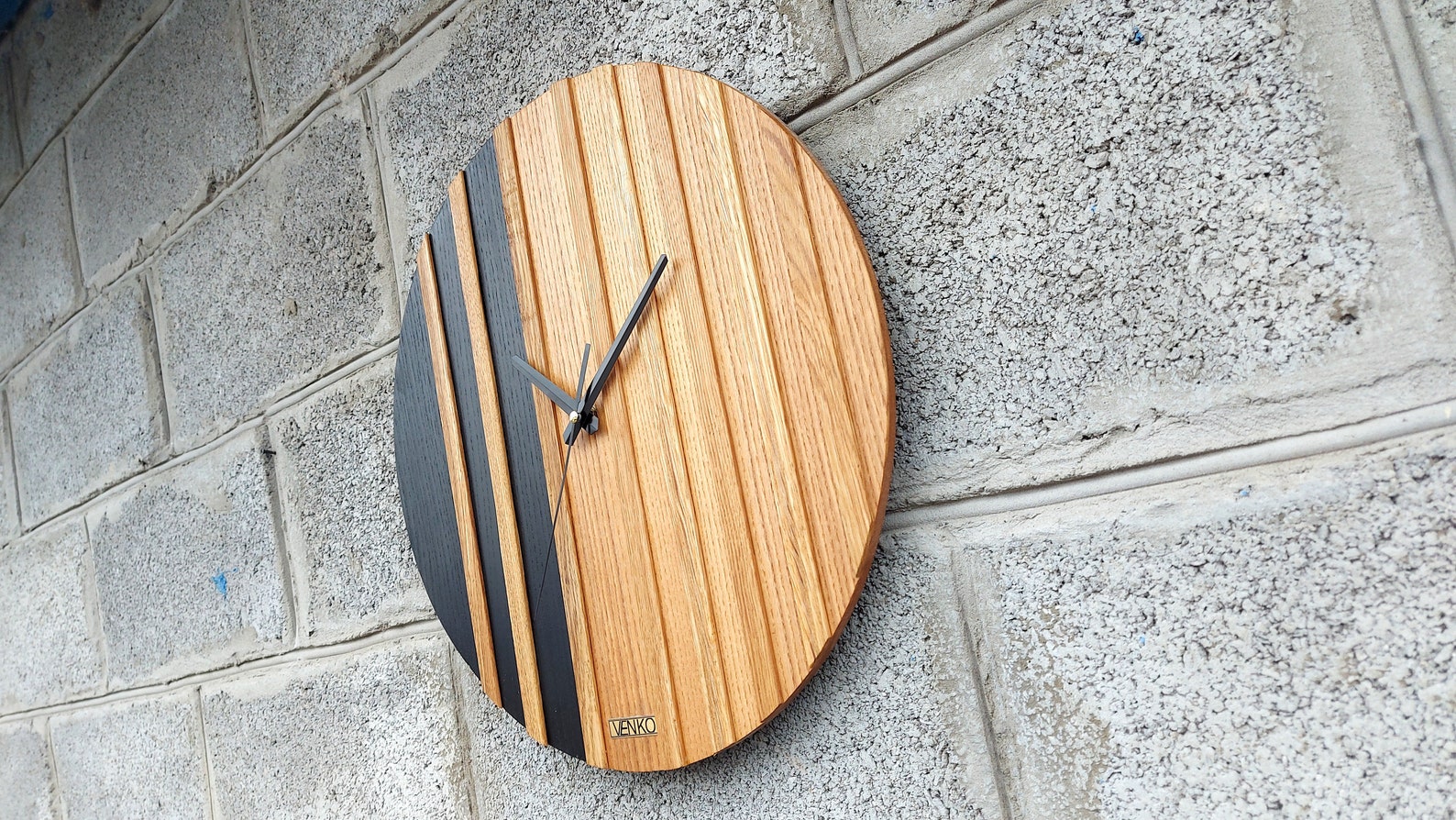 Large Round Wood Clock Industrial Wall Clock Unique Wall Etsy