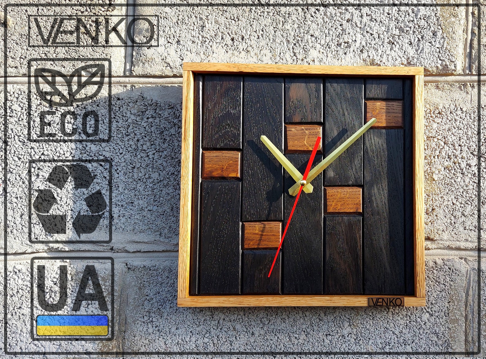 Wall Clock Made of Stained Oak 1000 Years Industrial Wall Etsy