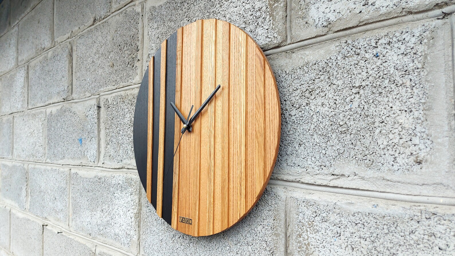 Large Round Wood Clock Industrial Wall Clock Unique Wall Etsy