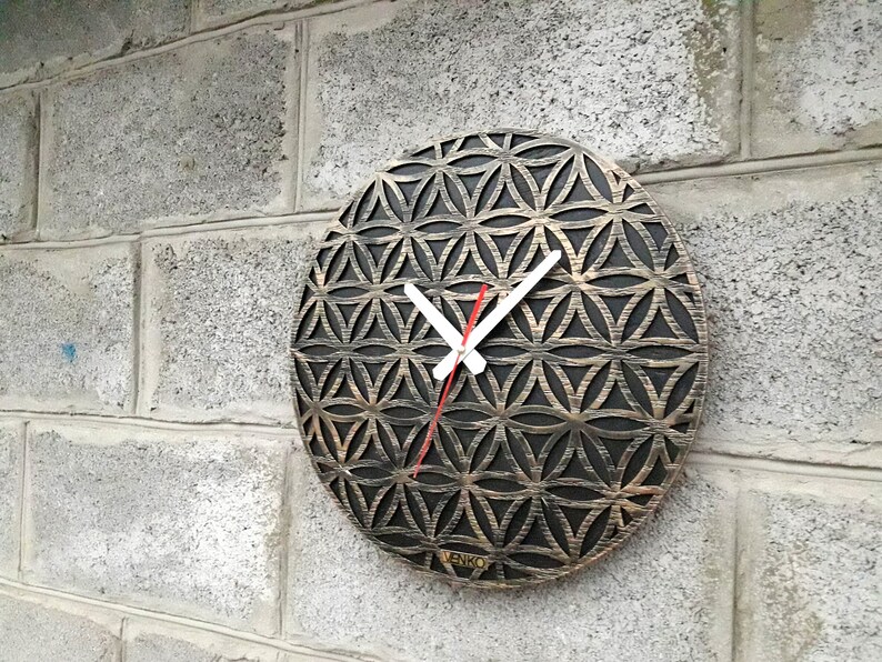 Large Round Wood Clock Industrial Wall Clock Unique Wall Etsy