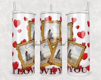 20oz Valentine Photo Frame Tumbler Customizable Sublimation Design PSD "Digital" Edit Pictures and Text