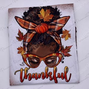 Thankful Brown Faux Bleach Tshirt, Fall T-Shirt, Thanksgiving Apparel, Dark Hair Girl