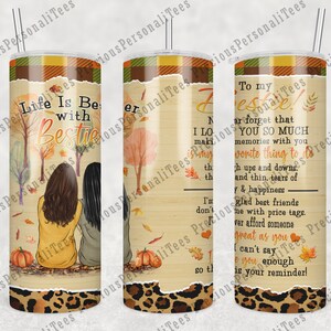 Life Is Better With Besties Skinny Stainless Steel Double Wall Tumbler, Gift For Sister, BFF Gift, Best Friend Tumbler