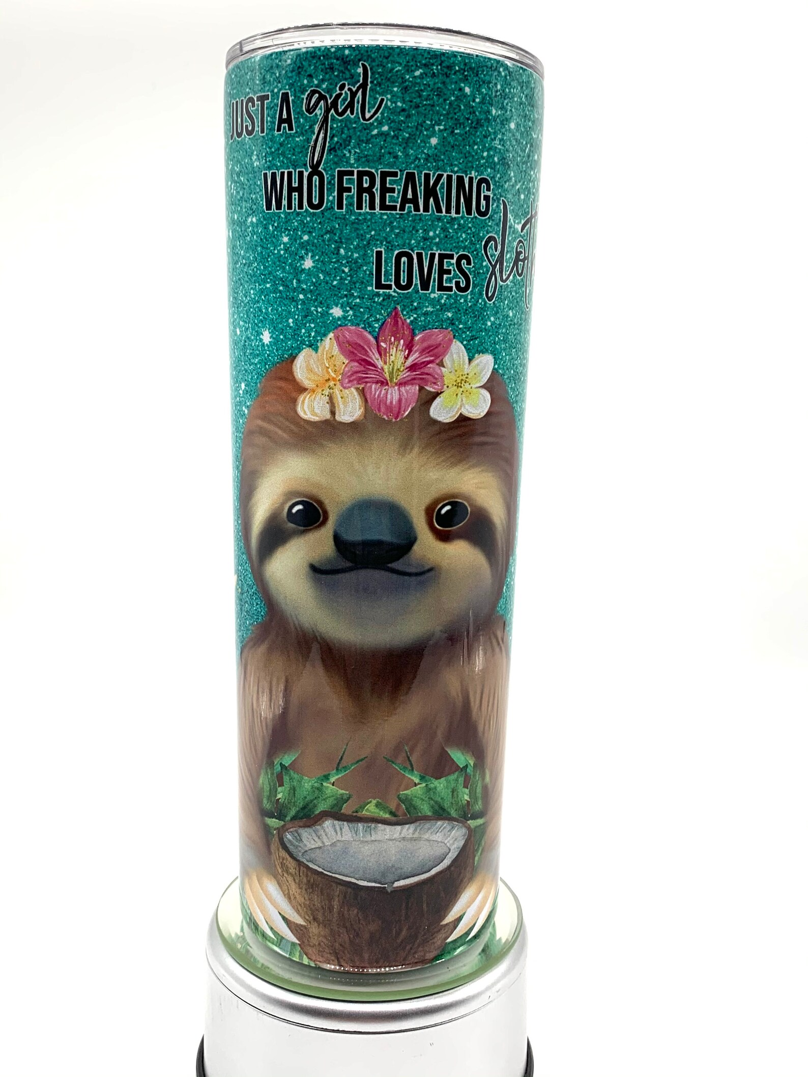 Sloth Cup, Sloth Gifts, 20oz, Skinny Tumbler, Just A Girl Who Freaking
