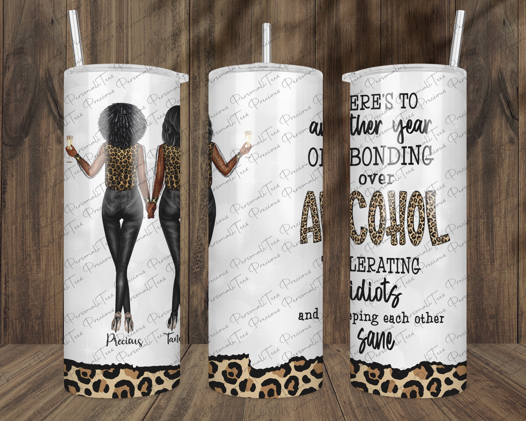 Besties Bonding Over Alcohol - Personalized Custom White Edge-to-Edge Mug Designed By Halfway-Demand