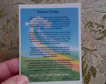 Poema de Rainbow Bridge laminado tamaño billetera duelo de mascota pérdida de mascota regalo de simpatía