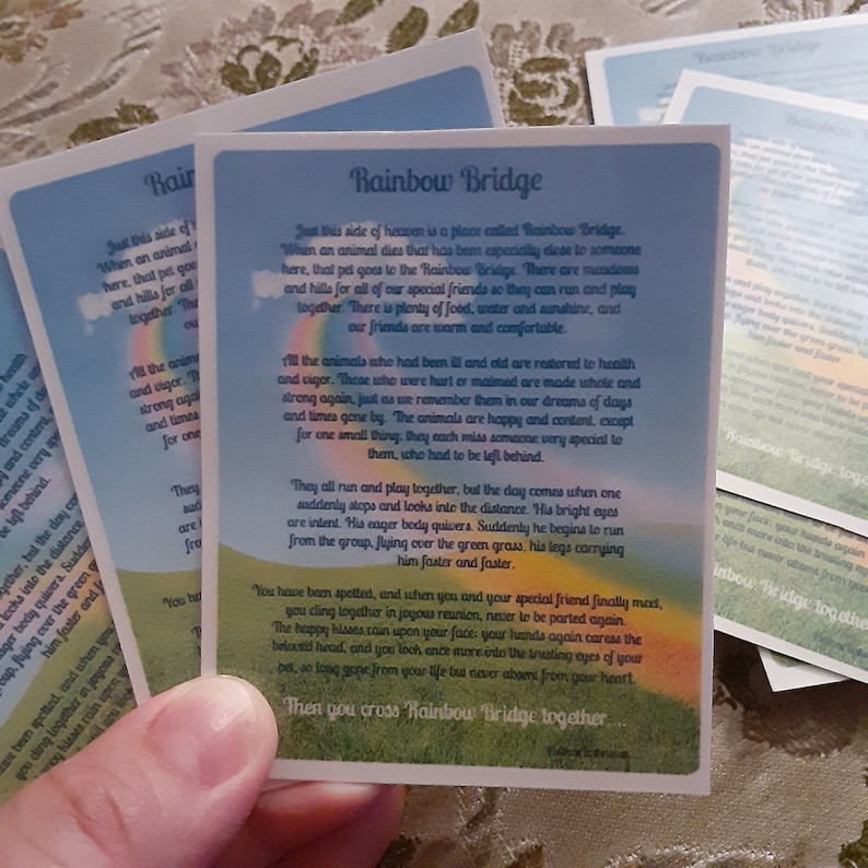 Rainbow Bridge poem laminated wallet size pet bereavement pet loss sympathy gift image 2