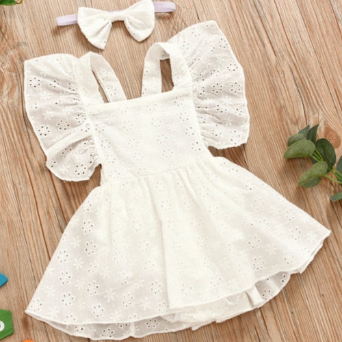 Boho Baby Girl Dress Cream Ivory Lace Baby Romper for Baptism Etsy