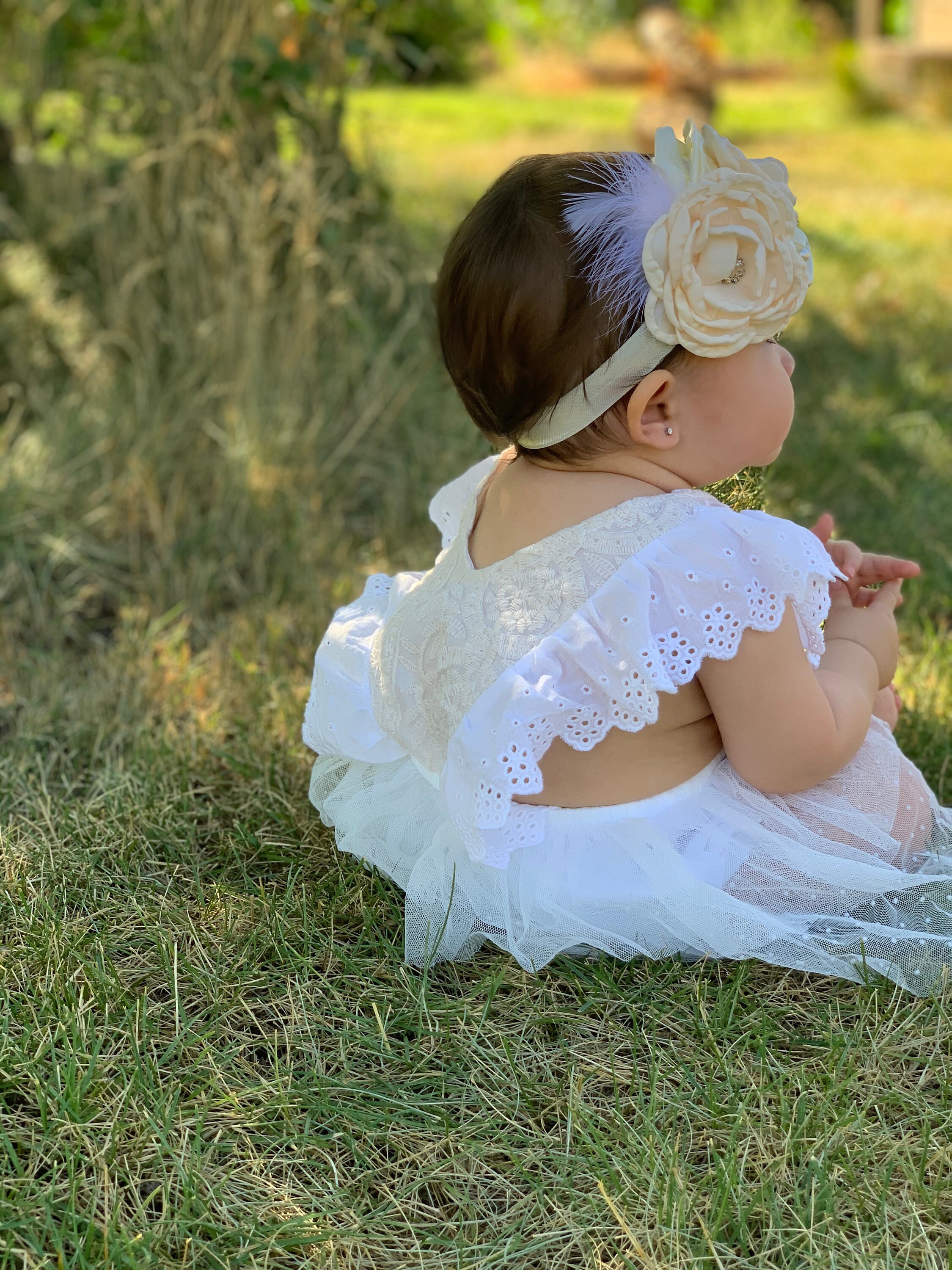 White Cotton and Lace Baby Girl Dress Romper First Birthday Etsy