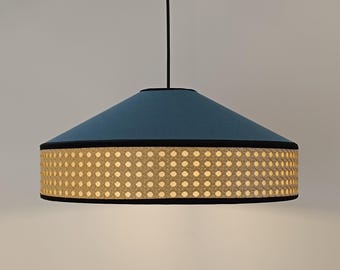 Handgefertigte Leinen Hängelampe: Wiener Geflecht Schirm (59 cm)