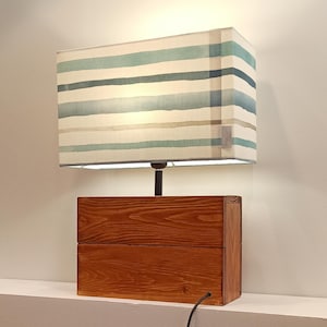 Handmade Wooden table lamp with custom-made Lampshade by AbajurHandmade.