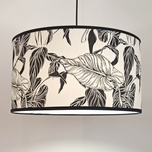 Japanese Lilies in Black-N-White, Handmade Lamp shade by Abajur.
