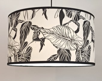 Japanese Lilies in Black-N-White, Handmade Lamp shade by Abajur.