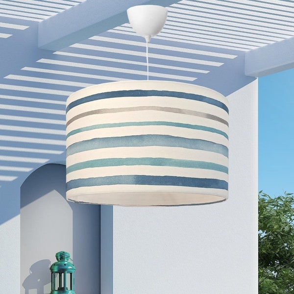 BLUE STRIPES, Handmade Lamp shade by Abajur.