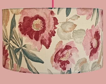 BEIGE CANVAS FLORAL Handmade Lamp shade by Abajur