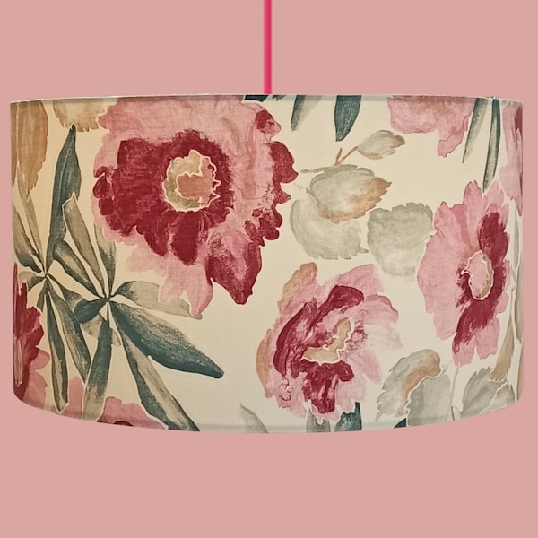 BEIGE CANVAS FLORAL Handmade Lamp shade by Abajur