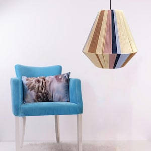 KYTHIRA LOVENDER, Handmade YARN Lamp shade,Large woven Bon Bon Lampshade, Pendant Boho Style Light  by Abajur