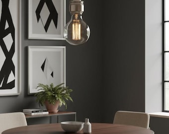 Minimalist Industrial Pendant Light Kit - Brushed Nickel Hardware with Braided Cord.