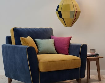 Handmade Woven Yarn Lampshade COCOON-3500: Geometric Pendant Lamp