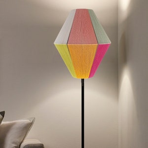 Handmade Yarn Floor Lamp Zante-3800: Woven Bon Bon Lampshade, Modern Lighting