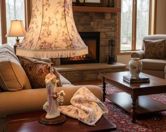 Antieke geisha-porseleinen tafellampen: handgemaakte zijden lampenkappen