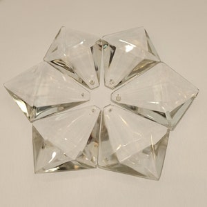 Vintage Prismatic Glass Chandelier Pendants: Antique Restoration Parts (Set of 6)