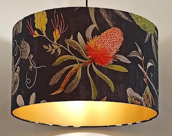 CALLA LILLY in Midnight Blue,Gold lined, Handmade Lamp shade by Abajur